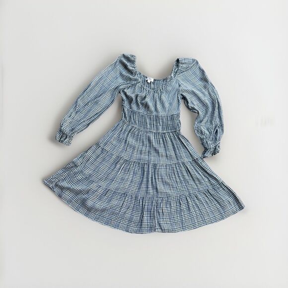 Dizzy Lizzy Summer  Long Sleeve Swing Houndstooth Plaid Dress Size Large - Picture 6 of 10